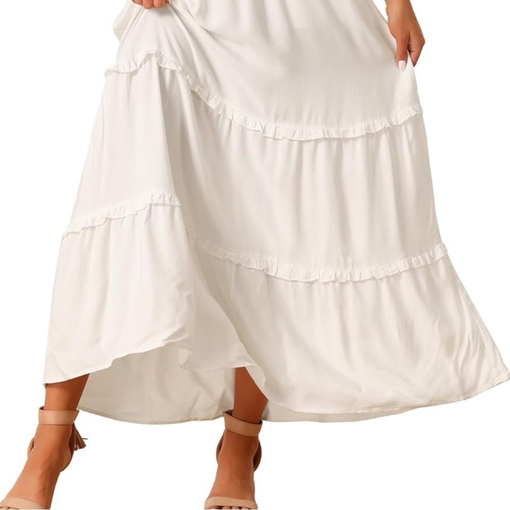 Say What? White Tiered Maxi Sundress Scoop Neck Sleeveless - Picture 13 of 13
